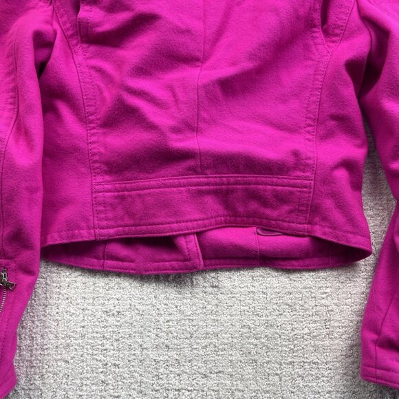 GAP Womens Wool Moto Biker jacket Electric Neon Pink / Fuscia Zipper Sz XS - Picture 13 of 13